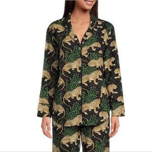 PrintFresh Long Sleeve PJ Button Up Top in Bagheera Animal Print Size Small